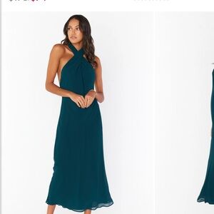 Show Me Your MuMu Green Chiffon Midi Dress